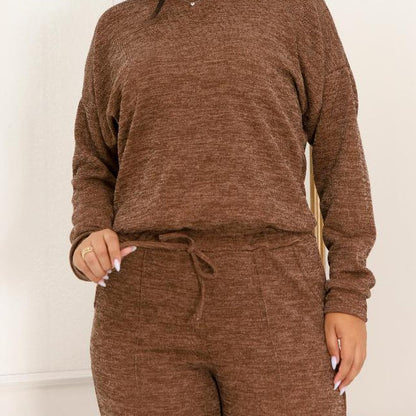 Conjunto Femenino Lanzinha Ribi canelada 2 Peças Blusa e Pantalona plus size