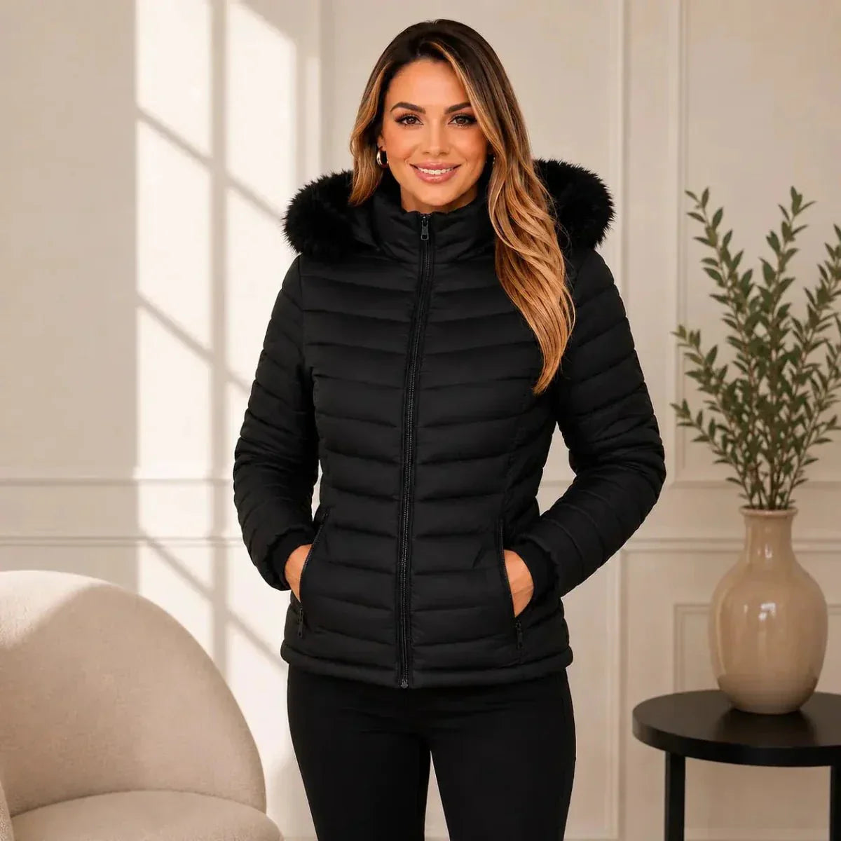 [ULTIMAS UNIDADES] Kit 2 Jaquetas Puffer Peluciada Impermeável Feminina - Oferta especial de Inverno