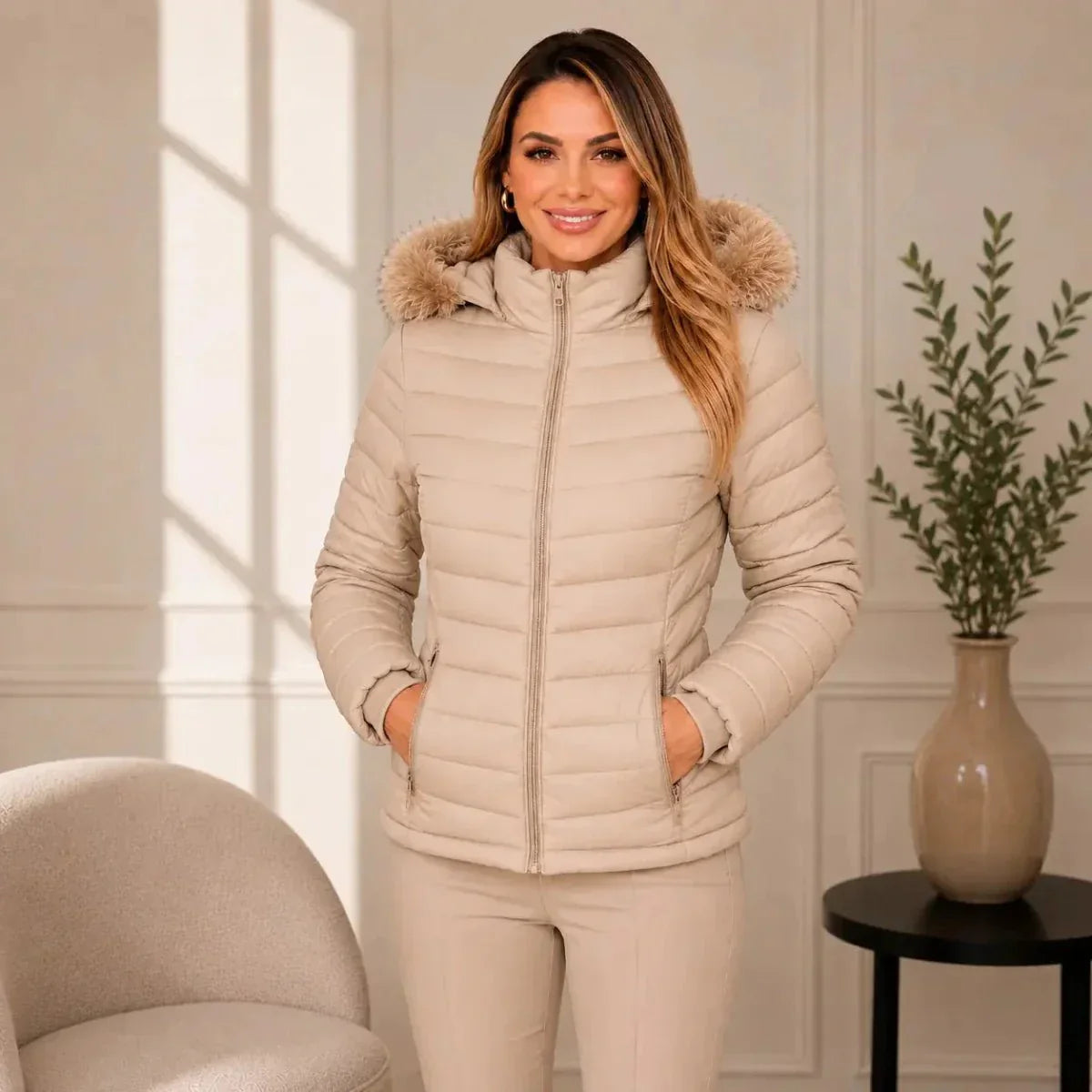 [ULTIMAS UNIDADES] Kit 2 Jaquetas Puffer Peluciada Impermeável Feminina - Oferta especial de Inverno