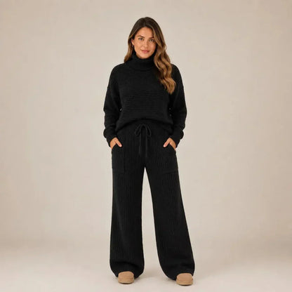(KIT COM 2) Conjunto Tatiana de Tricot Mousse (Blusa Gola Alta + Calça)